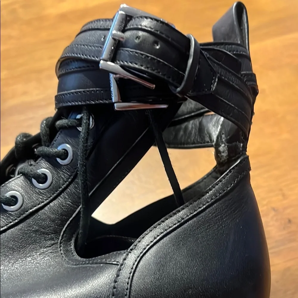 Michael Kors Black Lace Up Boots with Matte Finish - Picture 4 of 4